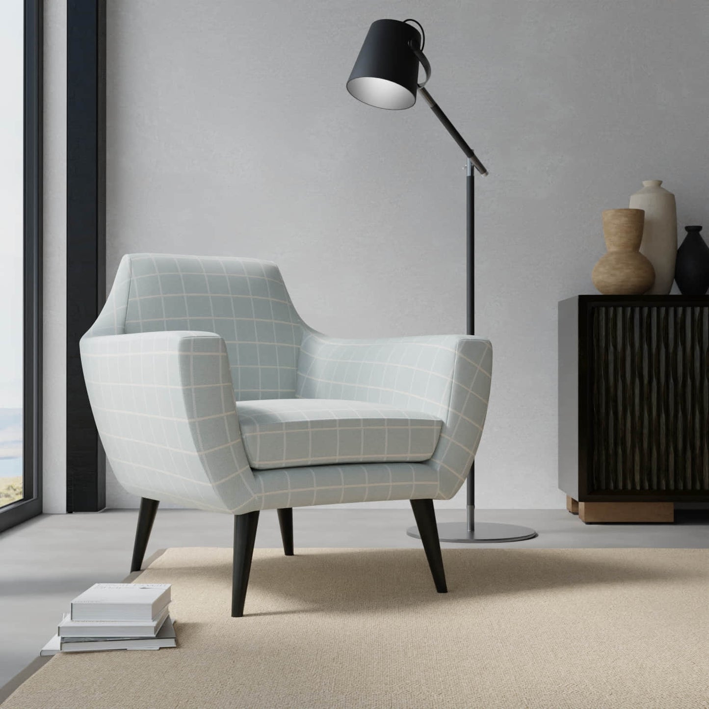 Allie Glacier upholstered on a contemporary chair