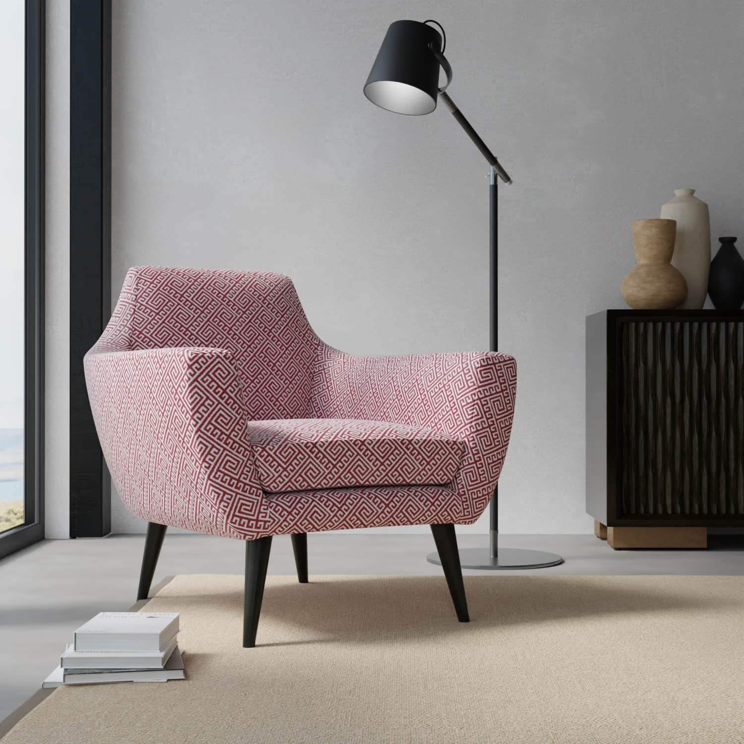 Alvin Cherry upholstered on a contemporary chair