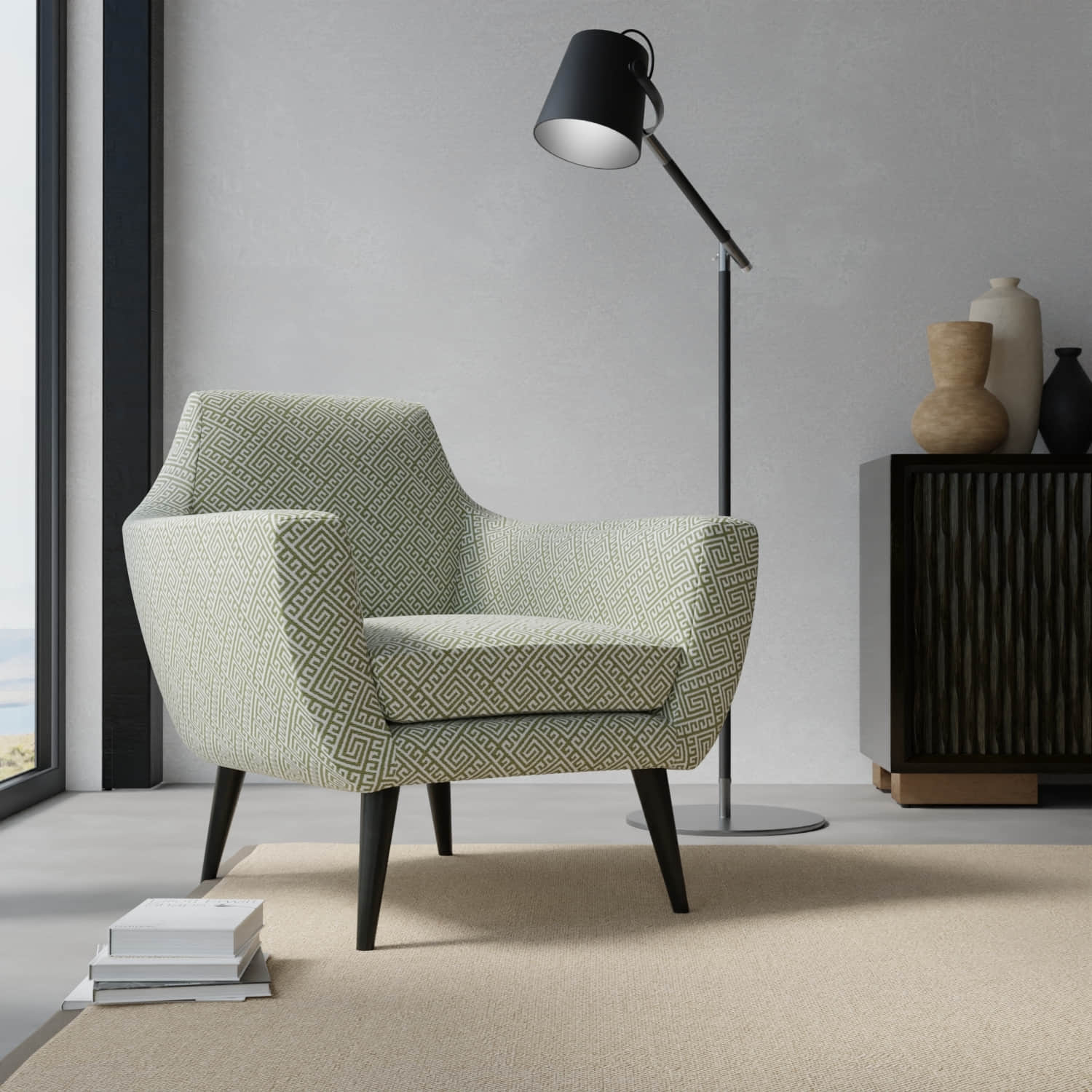 Alvin Lime upholstered on a contemporary chair