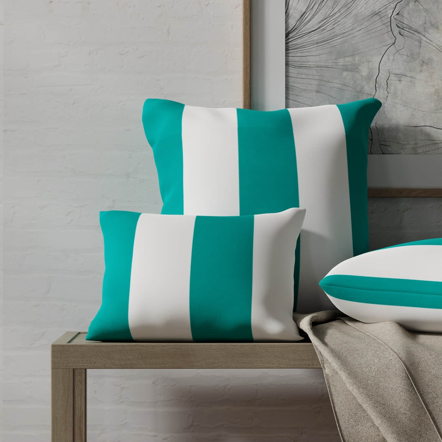 Aruba Surf made up on pillows