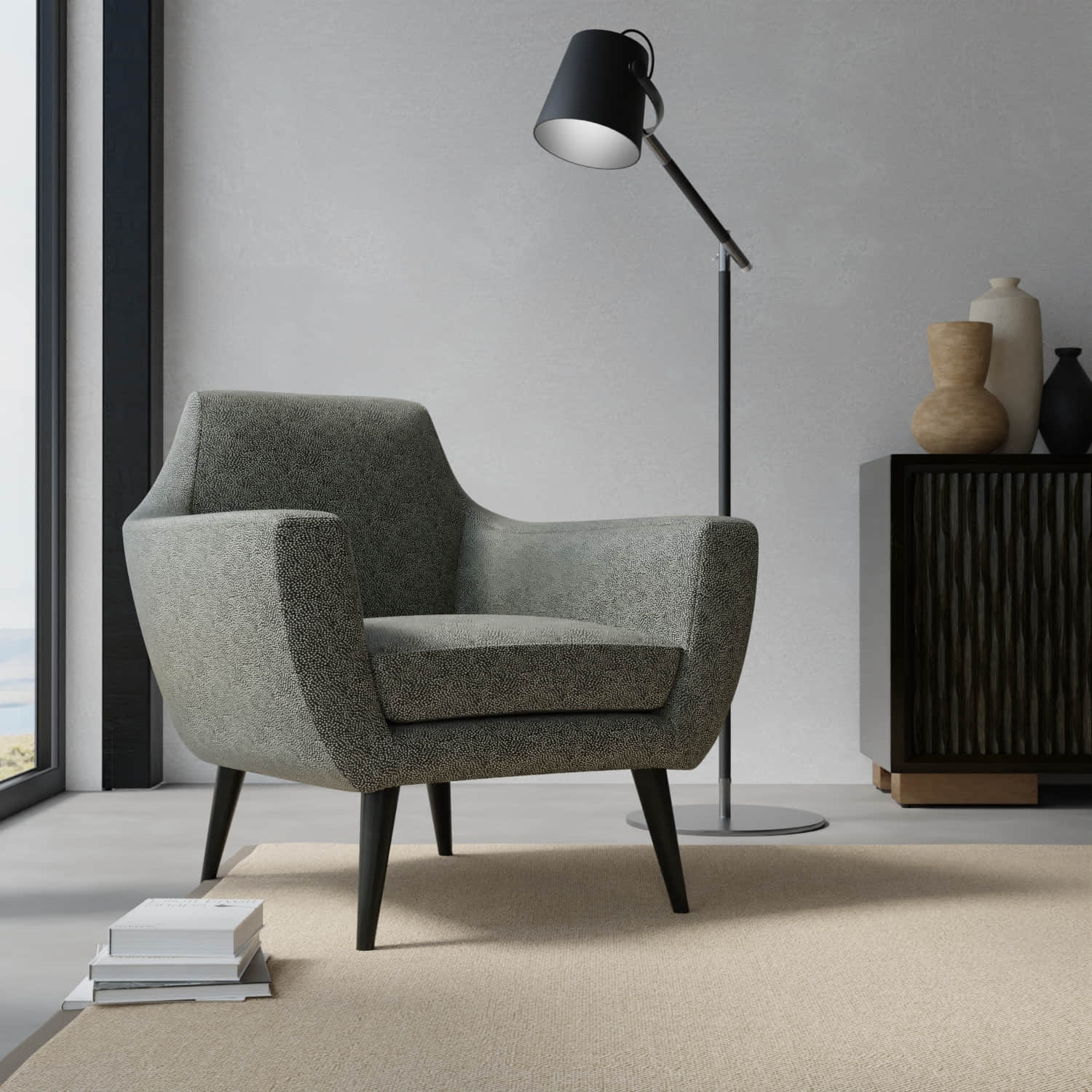 Bauer Black upholstered on a contemporary chair