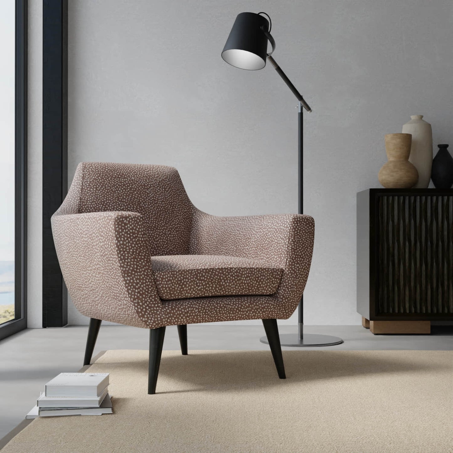 Bauer Mocha upholstered on a contemporary chair