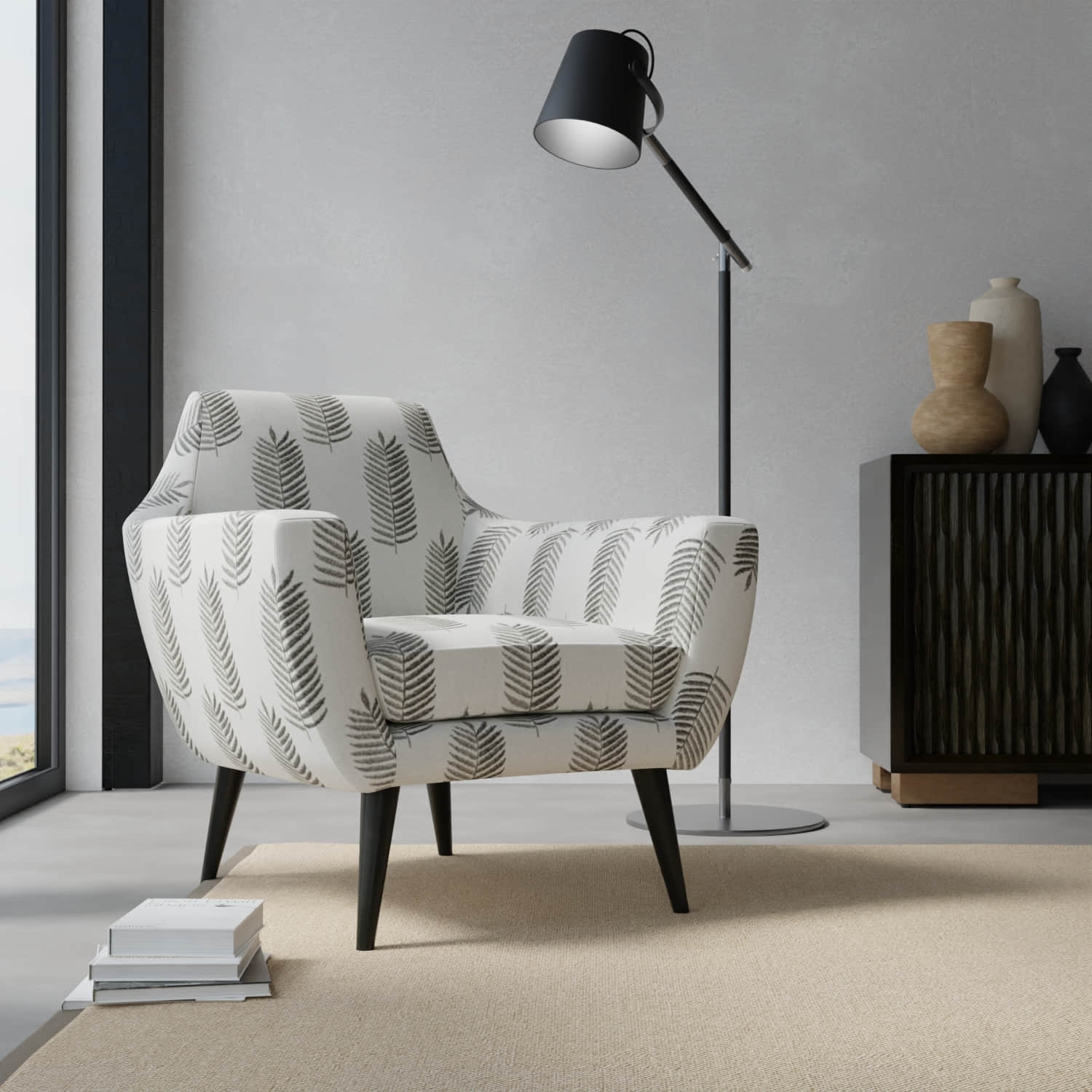 Beck Ebony upholstered on a contemporary chair