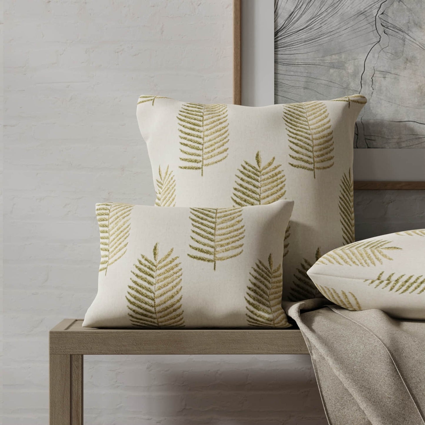 Beck Leaf made up on pillows