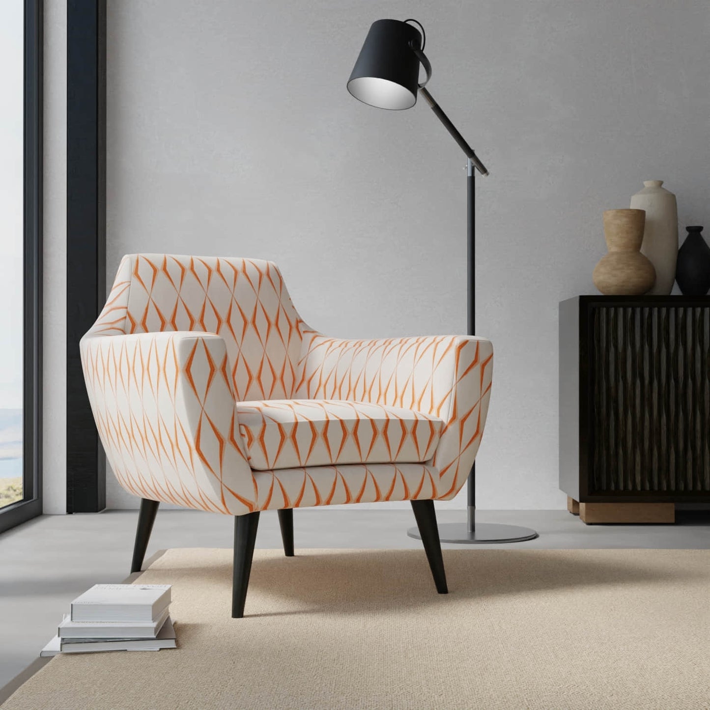 Becker Tangerine upholstered on a contemporary chair