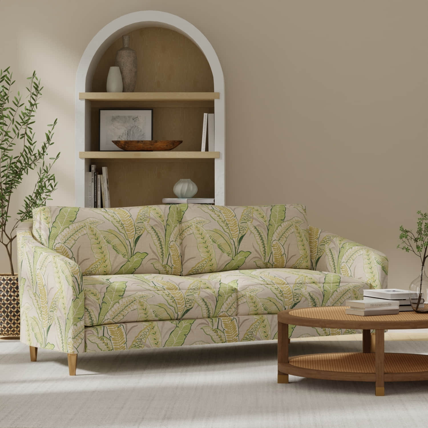 Berkley Leaf upholstered on a couch