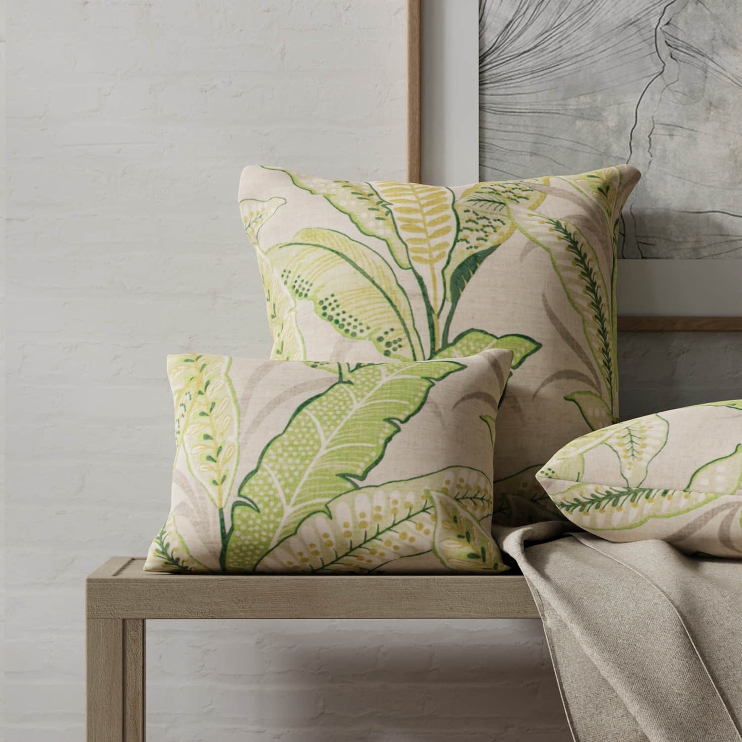 Berkley Leaf made up on pillows