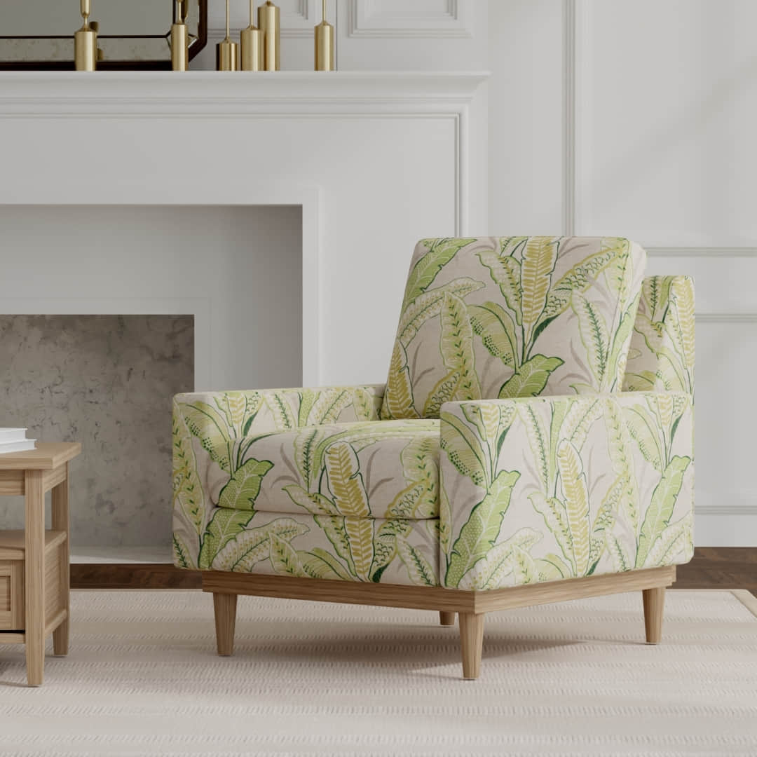 Berkley Leaf upholstered on a mid century modern chair