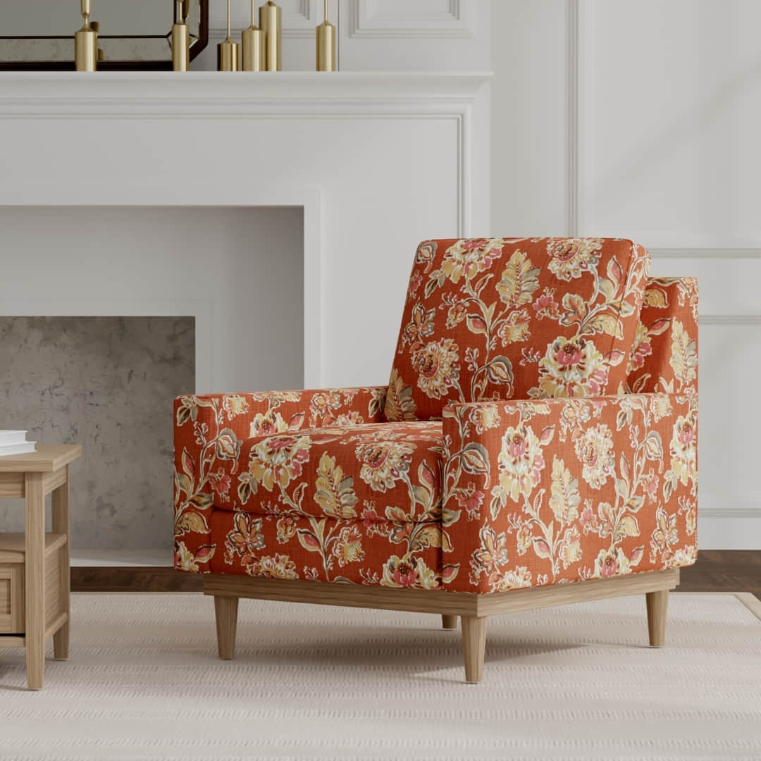 Bernard Russet upholstered on a mid century modern chair