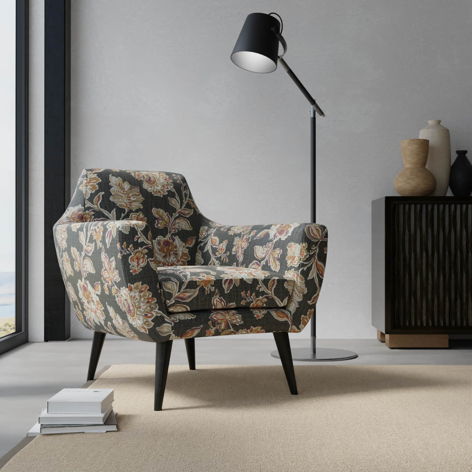 Bernard Tobacco upholstered on a contemporary chair