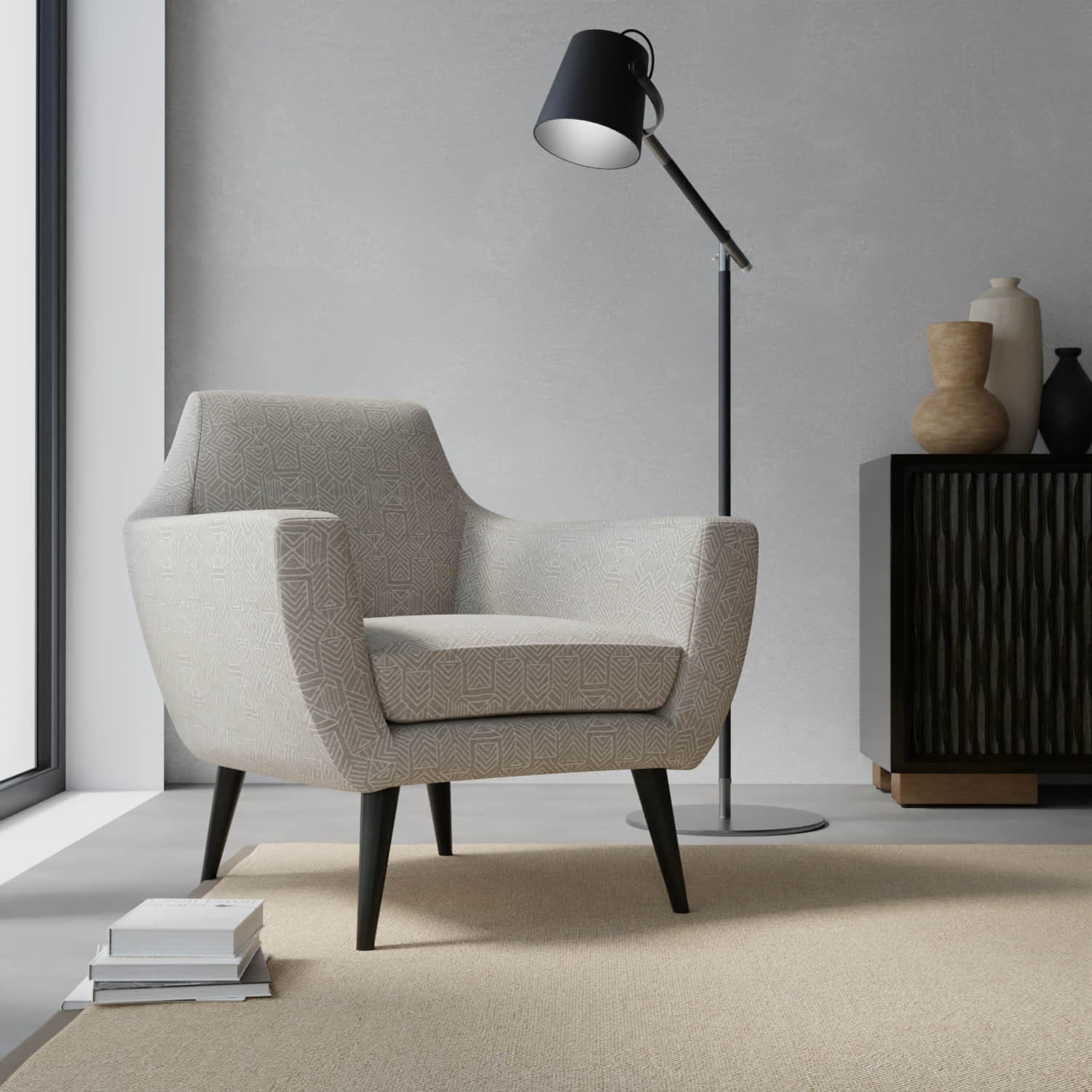 Blake Taupe upholstered on a contemporary chair