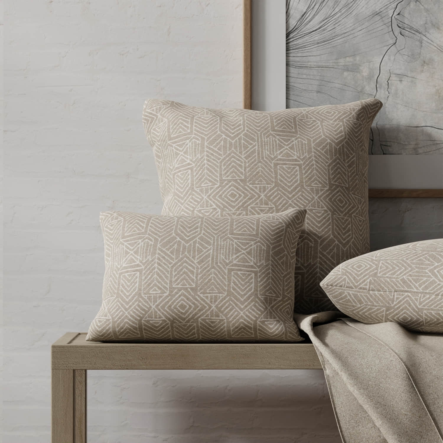 Blake Taupe made up on pillows