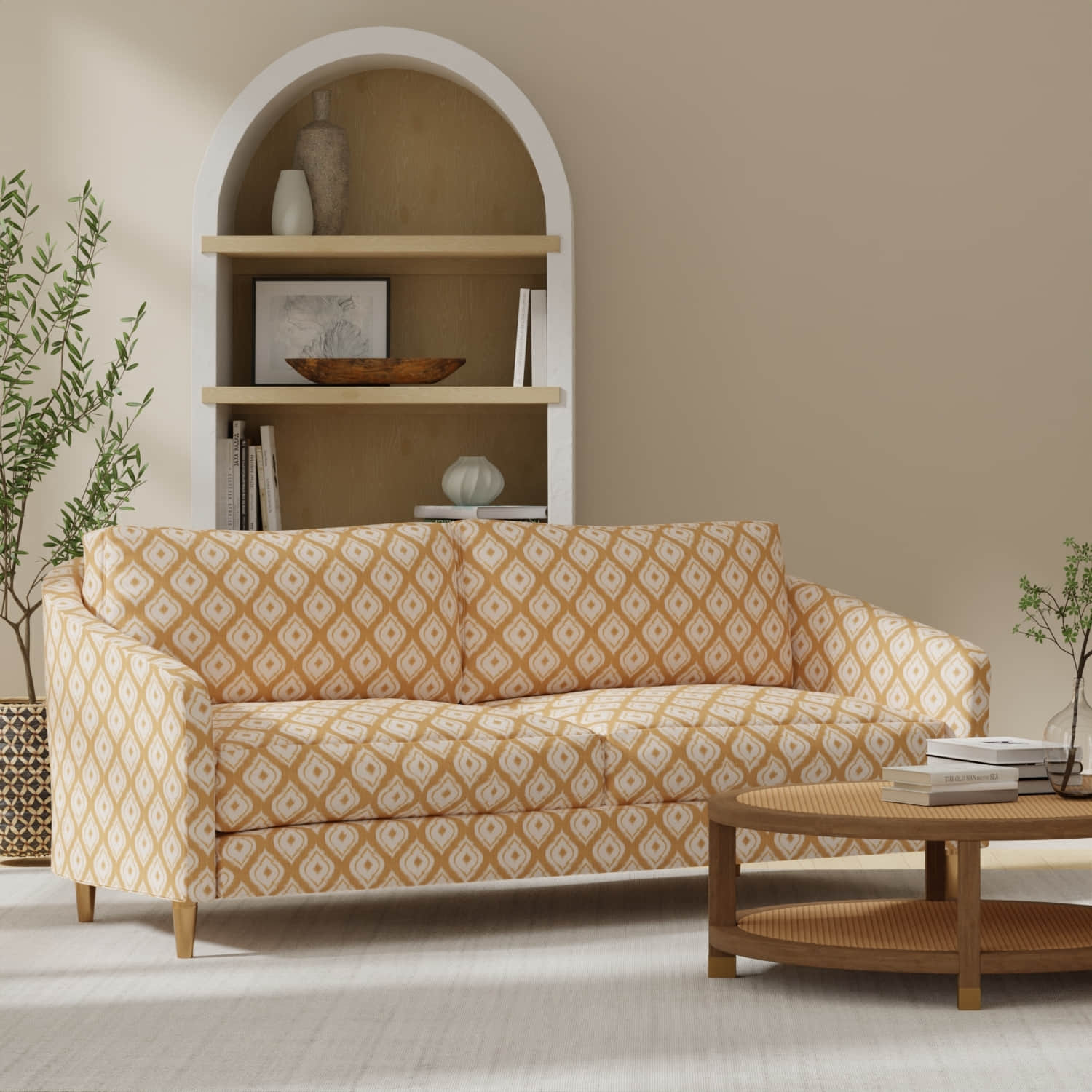 Boyd Butterscotch upholstered on a couch