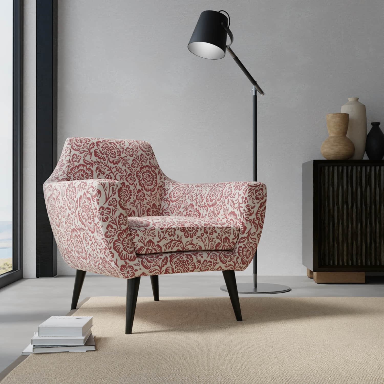 Brecken Garnet upholstered on a contemporary chair
