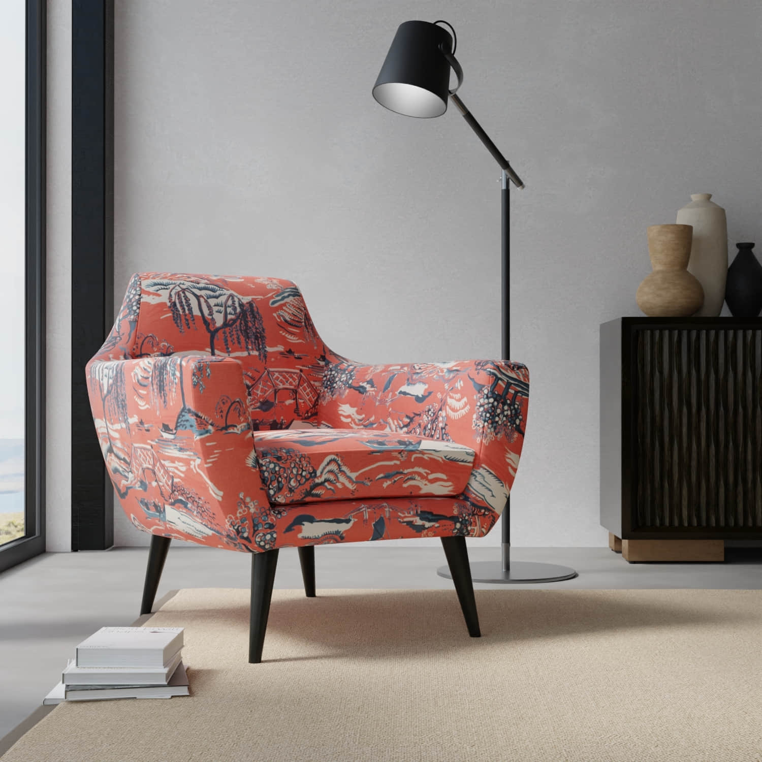 Bridgewater Rouge upholstered on a contemporary chair