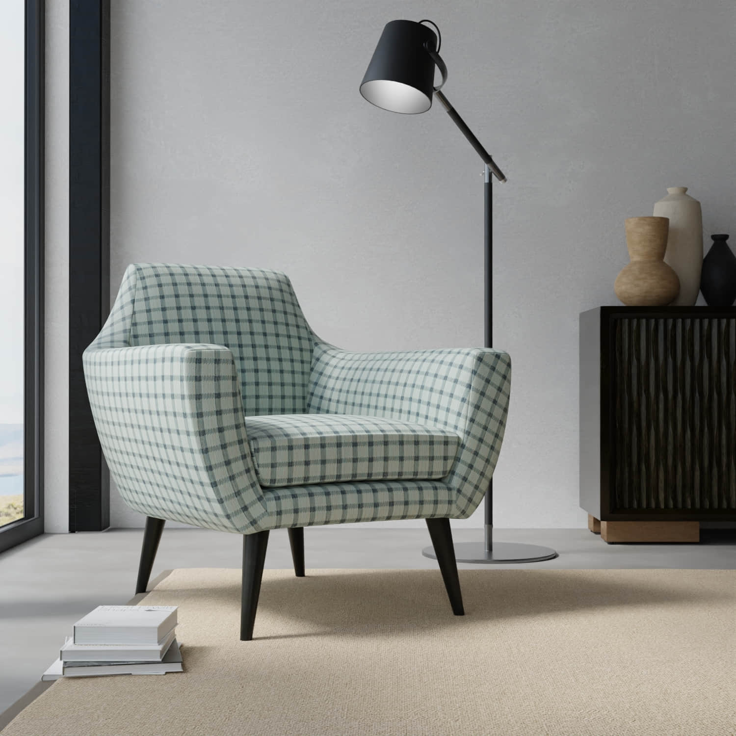 Callahan Surf upholstered on a contemporary chair