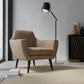 Cindy Chocolate upholstered on a contemporary chair