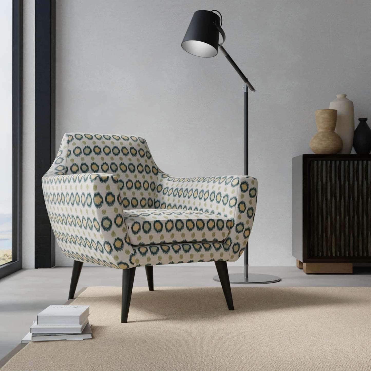 Cody Teal upholstered on a contemporary chair