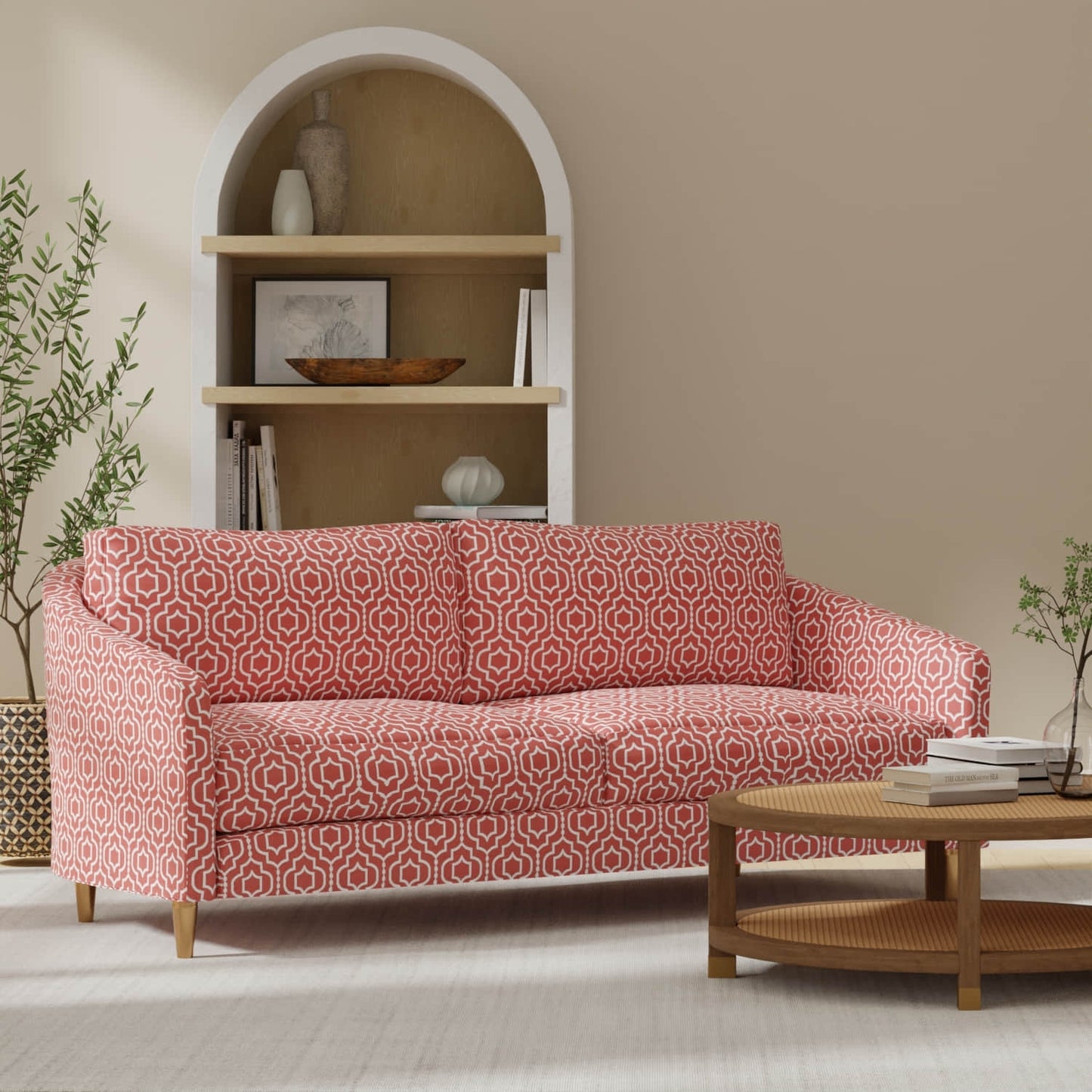 Corwin Salmon upholstered on a couch