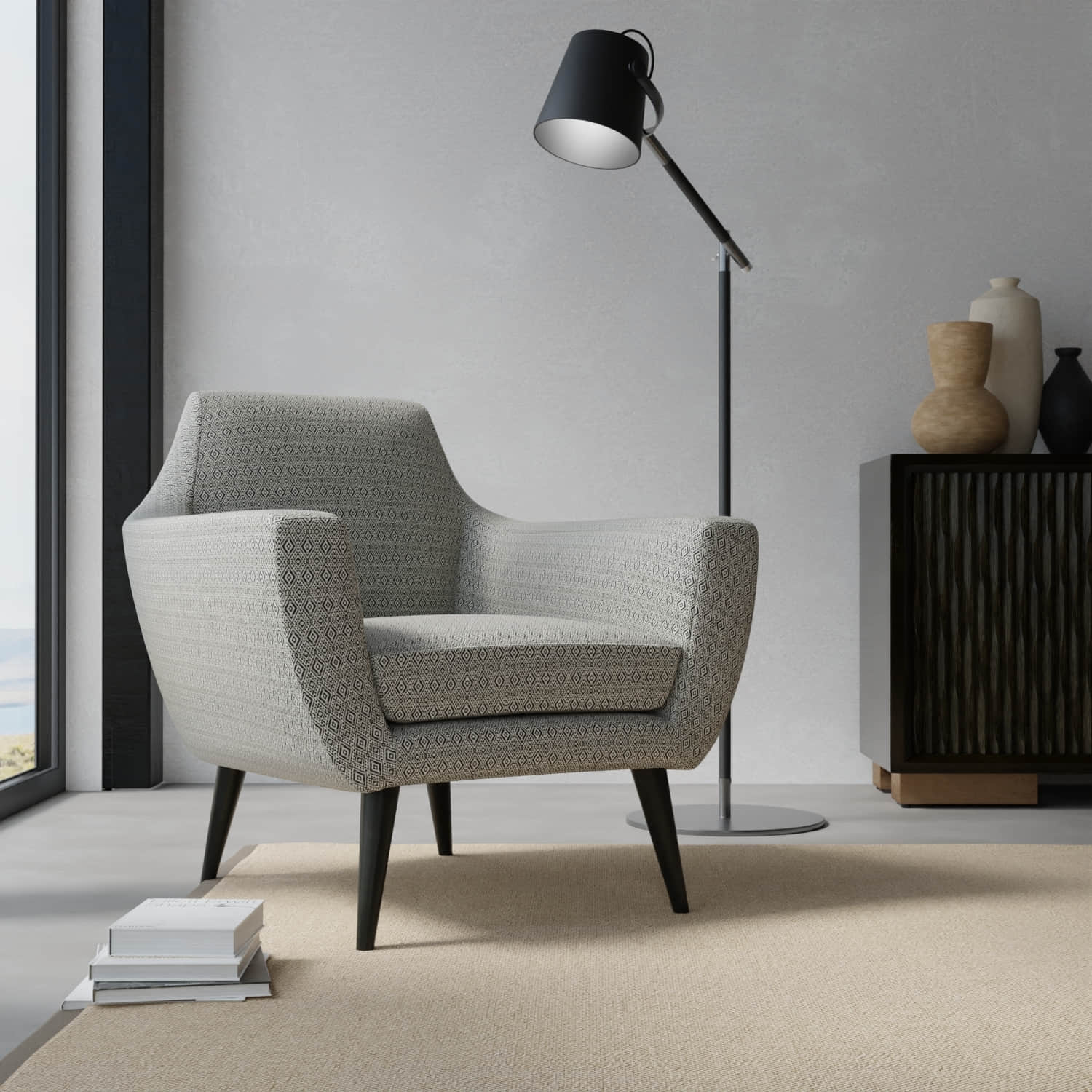 Cosgrove Noir upholstered on a contemporary chair