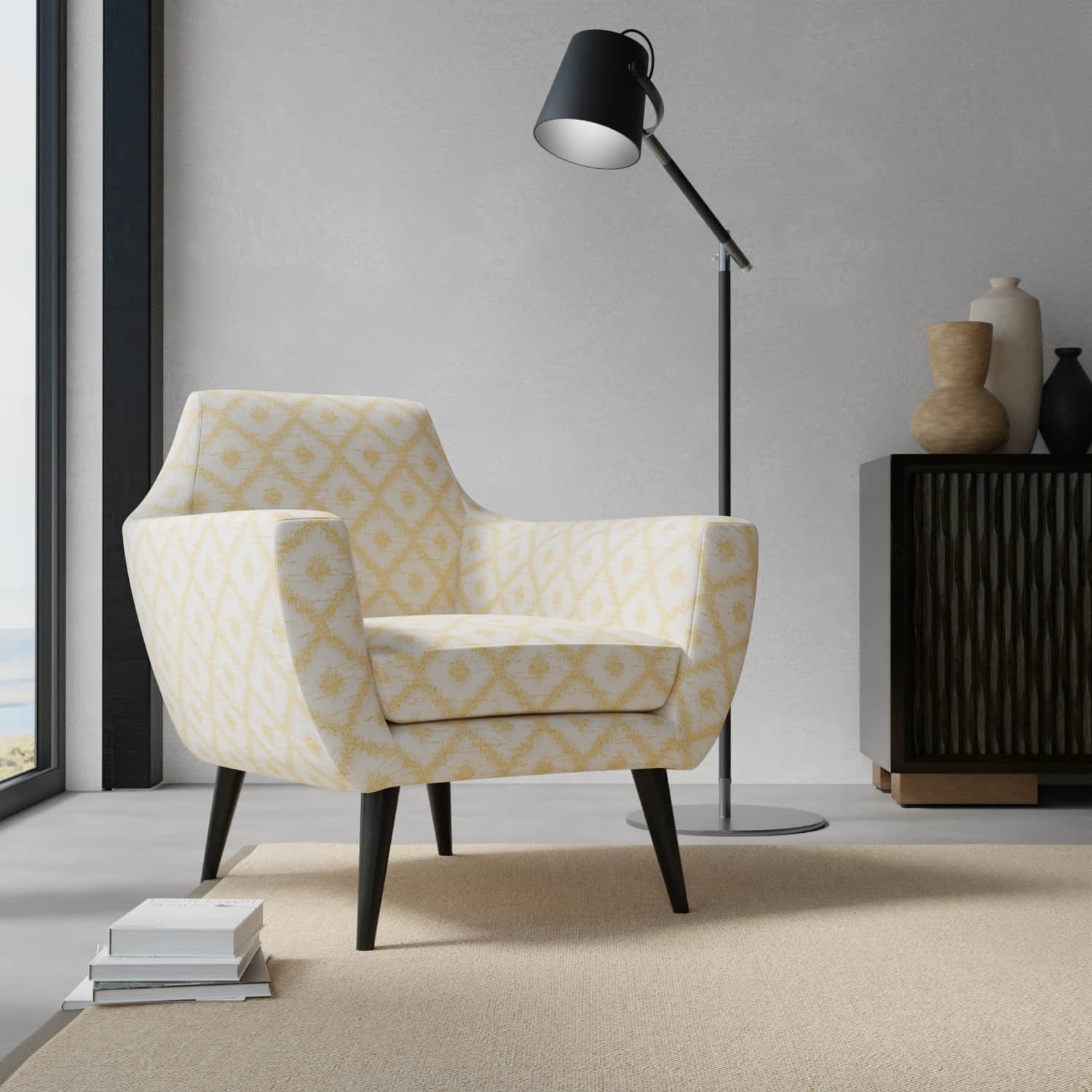 Darnell Maize upholstered on a contemporary chair