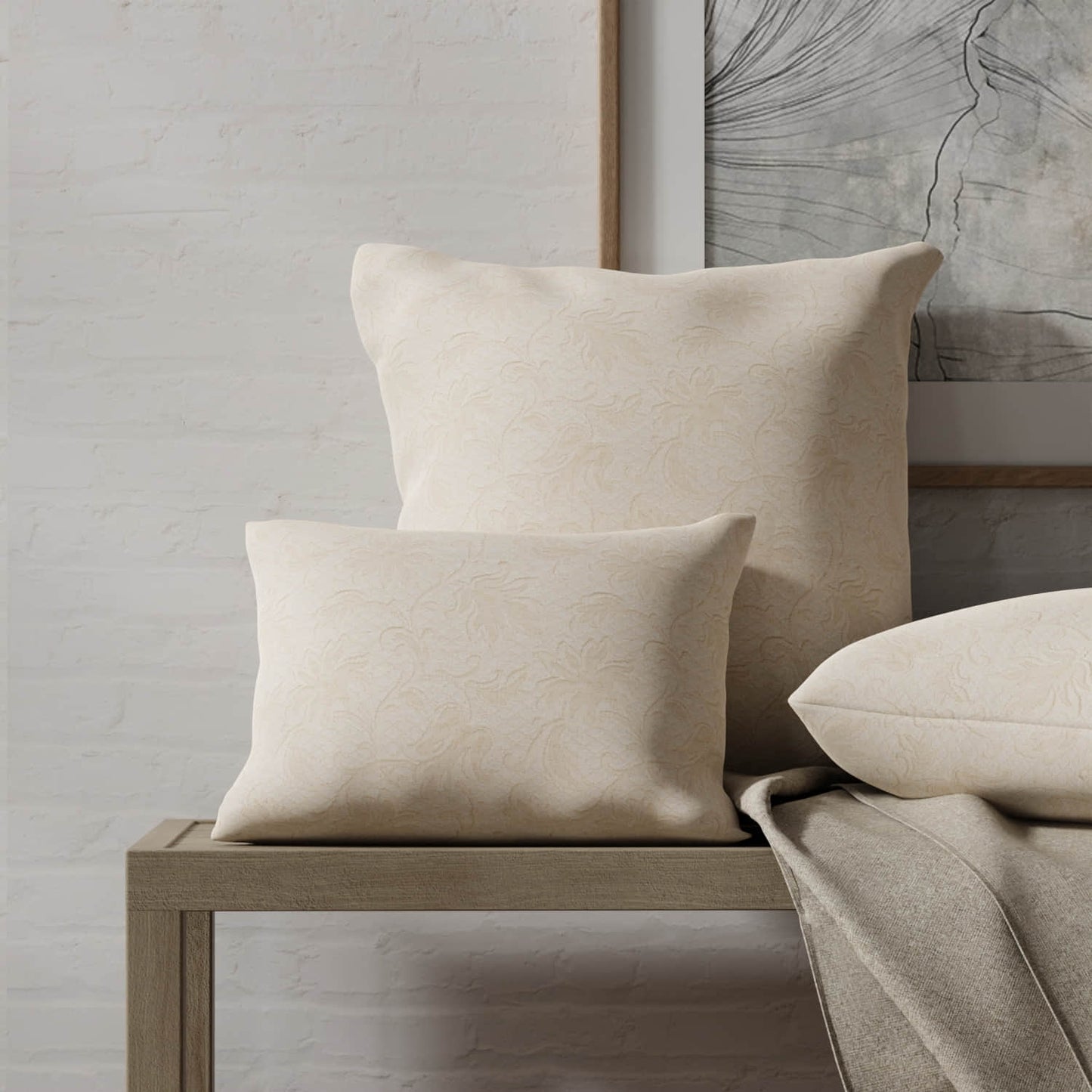 Delray Ivory made up on pillows