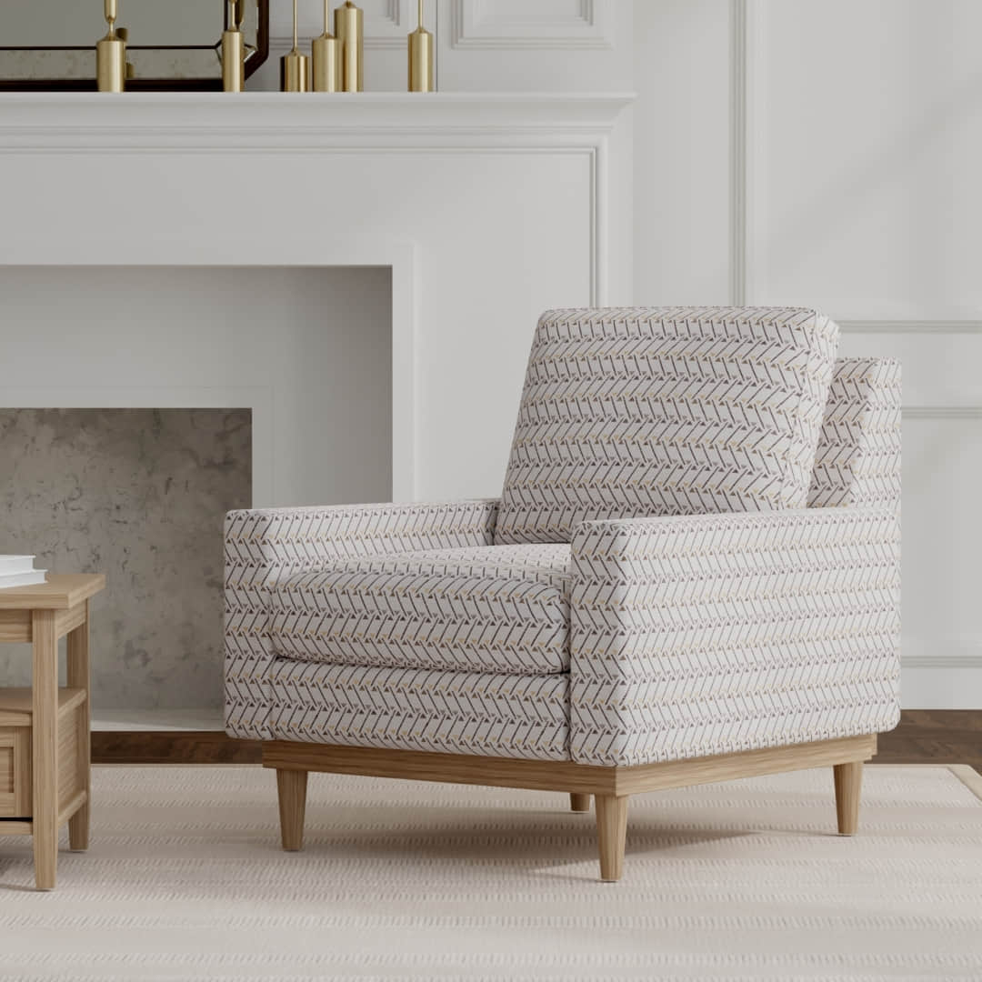 Dublin Sand upholstered on a mid century modern chair