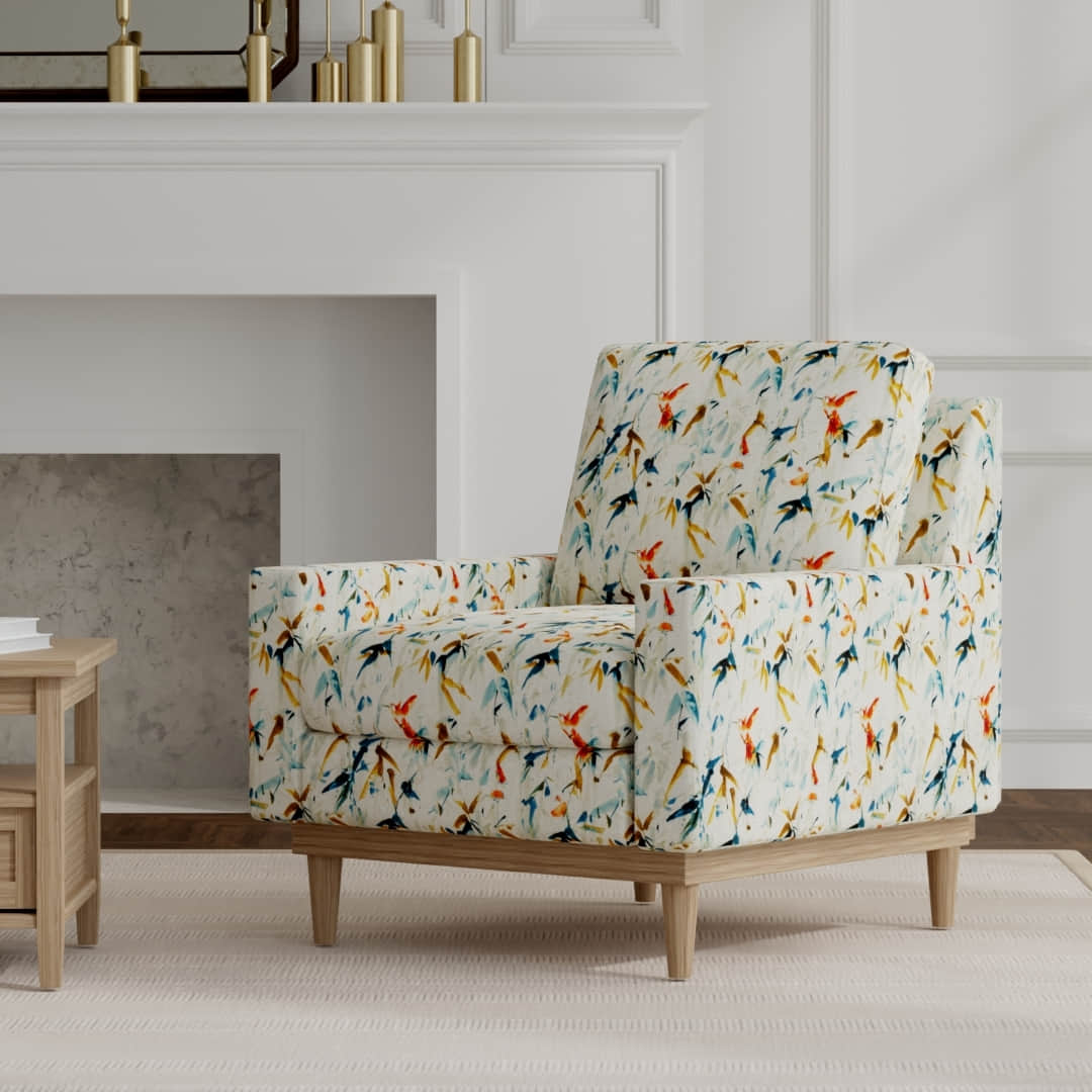 Ellison Fiesta upholstered on a mid century modern chair