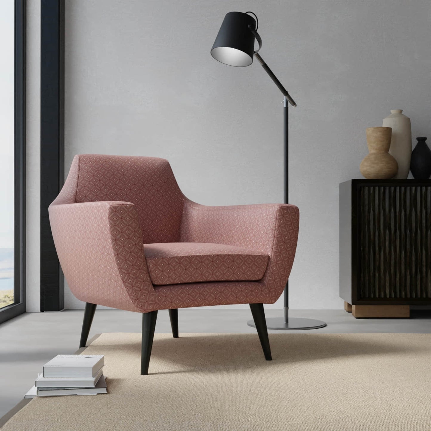 Elowen Garnet upholstered on a contemporary chair