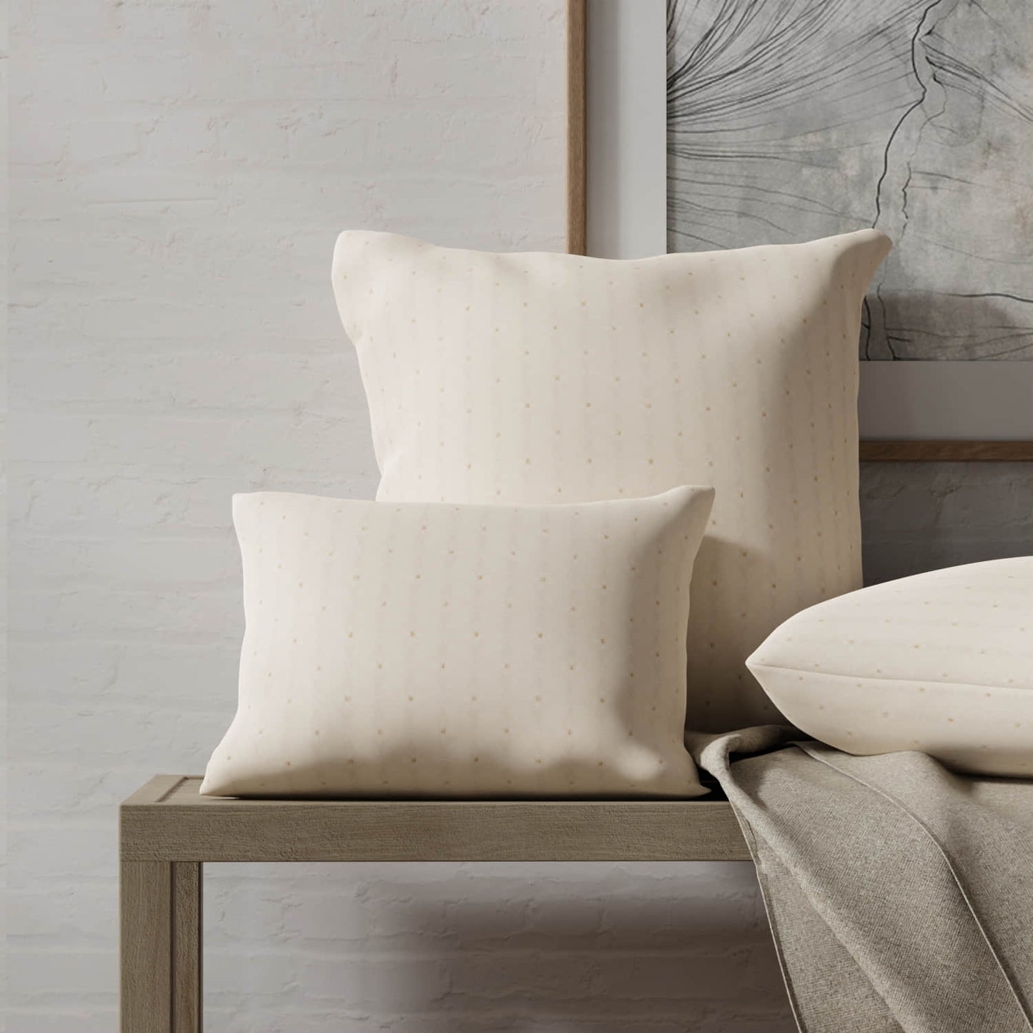 Elowen Ivory made up on pillows