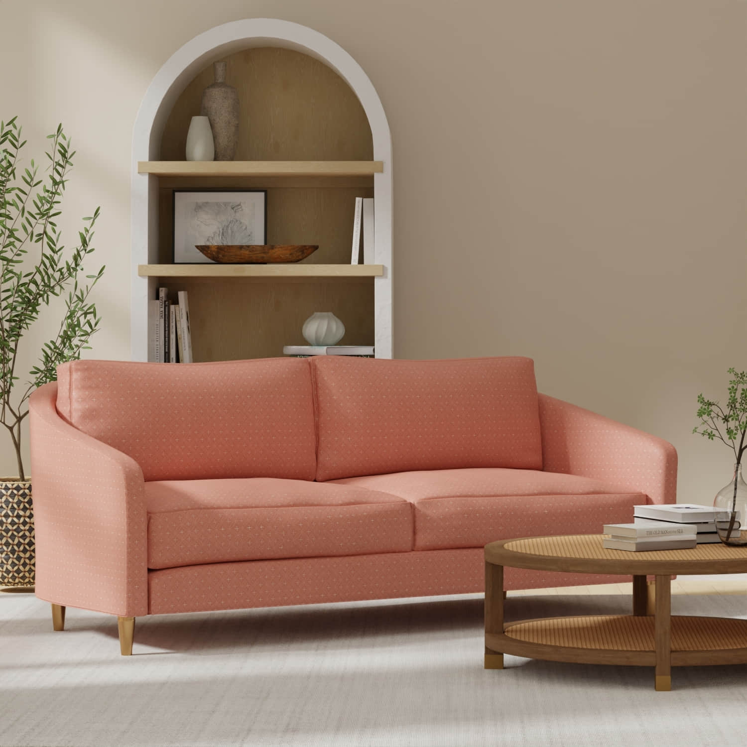 Elowen Rose upholstered on a couch