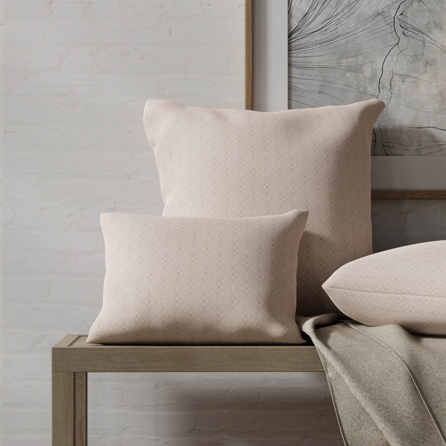 Elowen Taupe made up on pillows