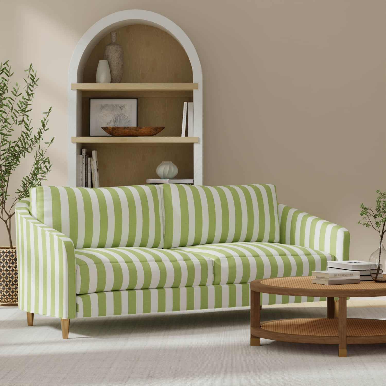 Emerson Lime upholstered on a couch