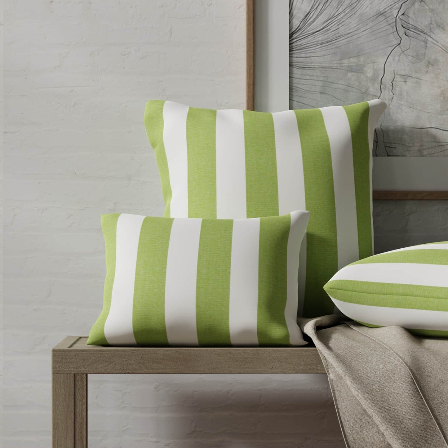 Emerson Lime made up on pillows