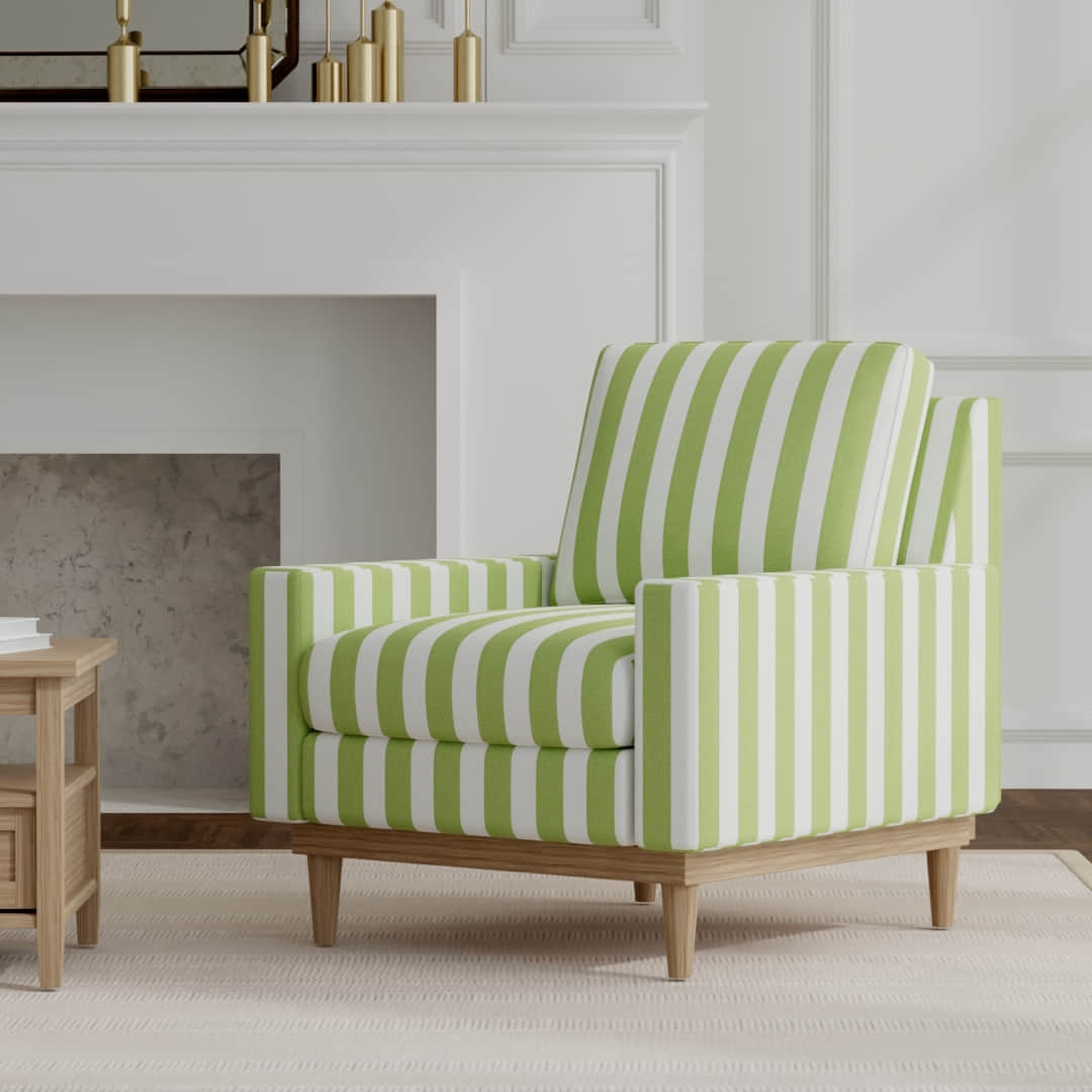 Emerson Lime upholstered on a mid century modern chair