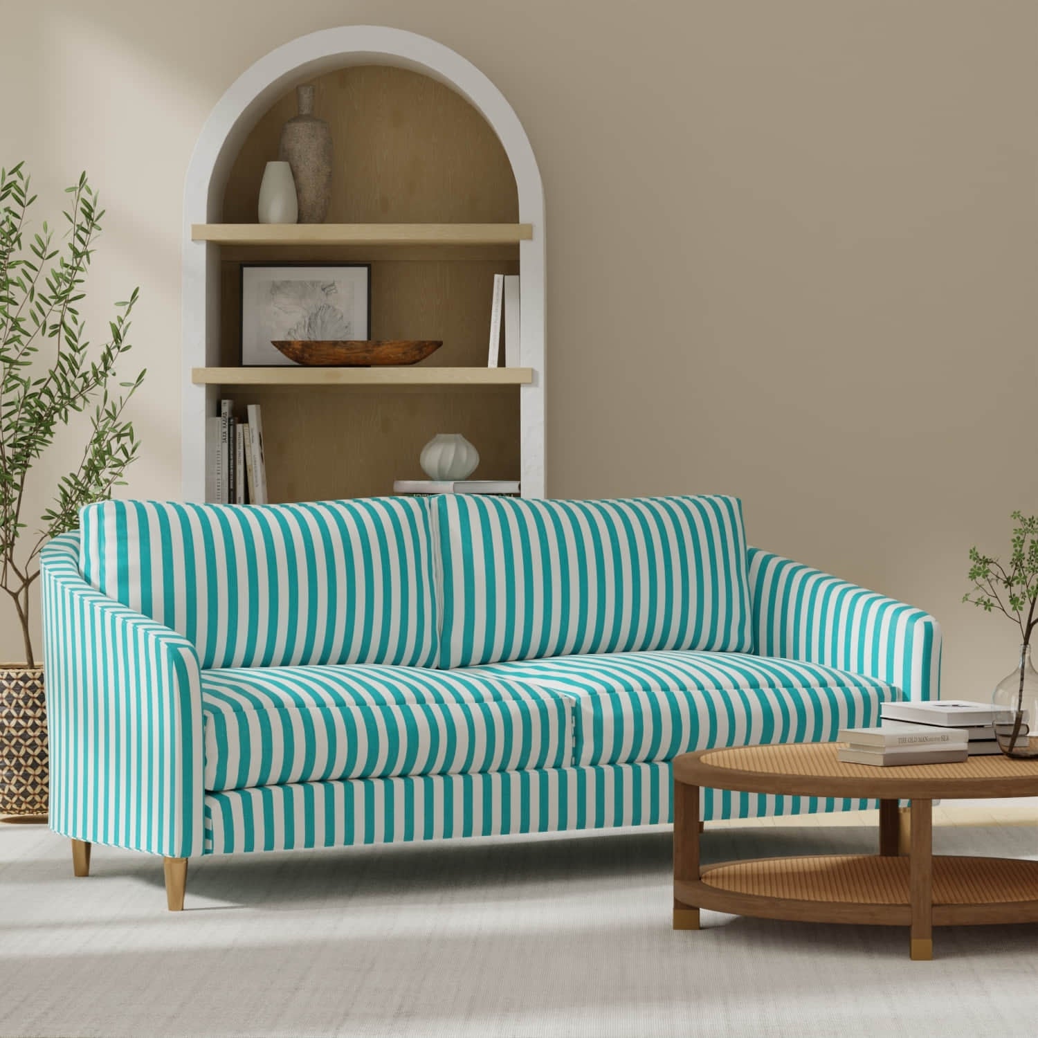 Enchant Aruba upholstered on a couch