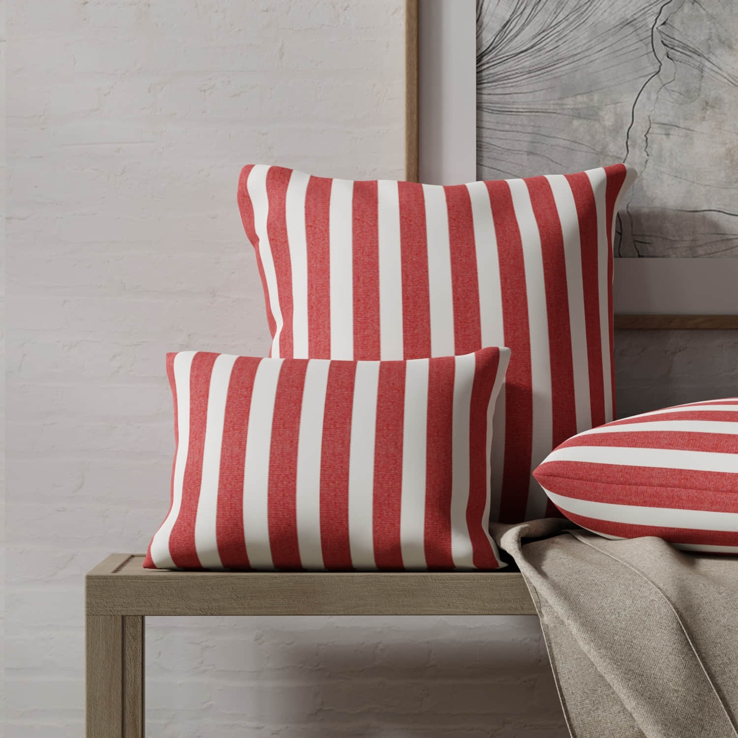 Enchant Crimson made up on pillows