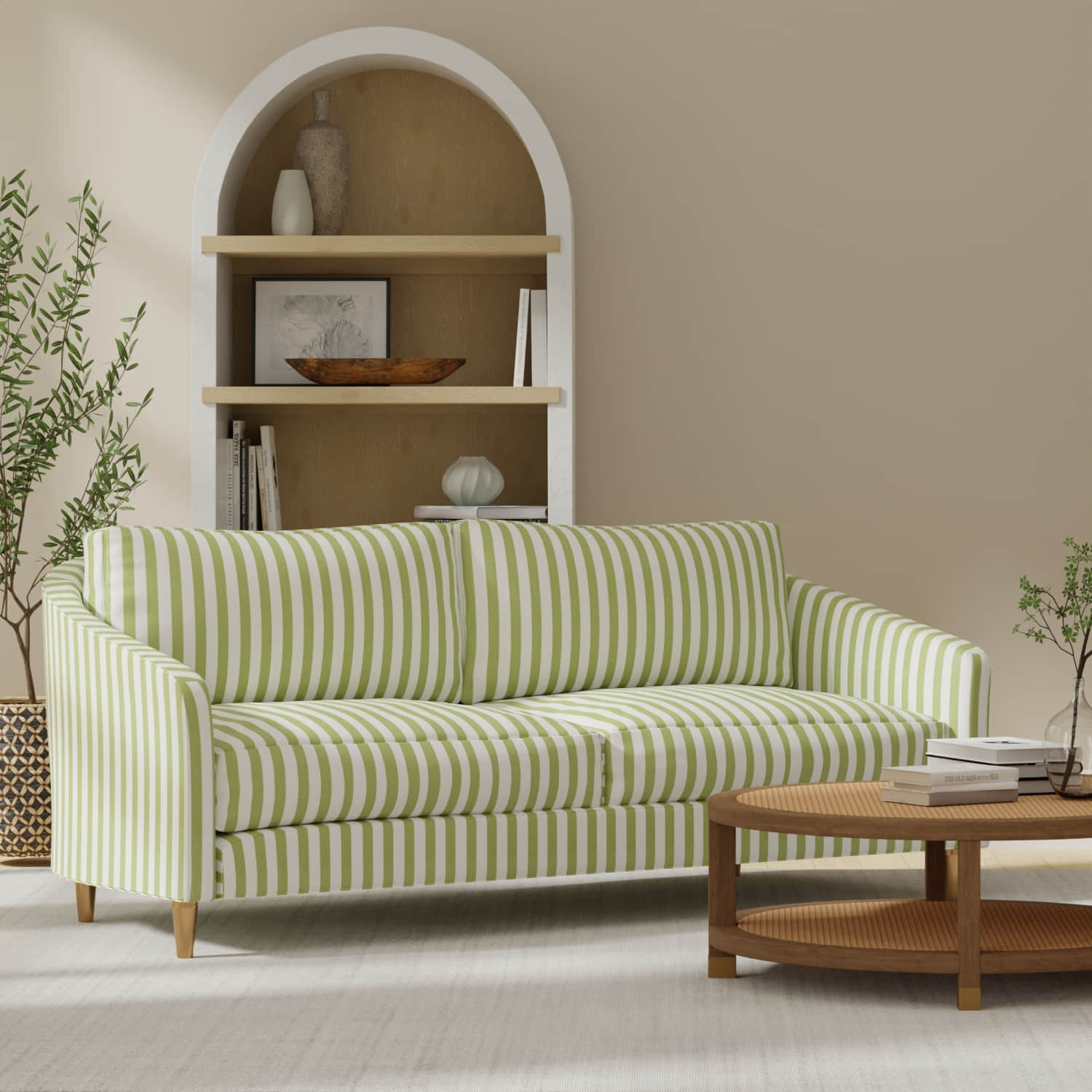 Enchant Lime upholstered on a couch