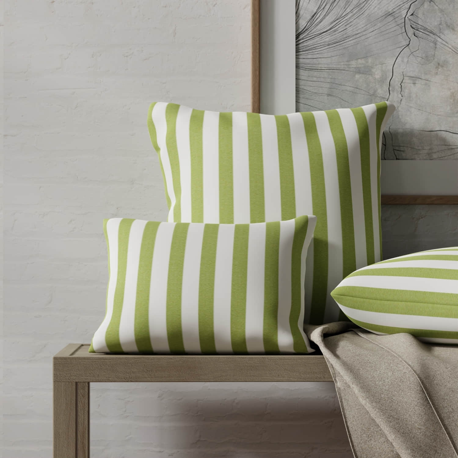 Enchant Lime made up on pillows