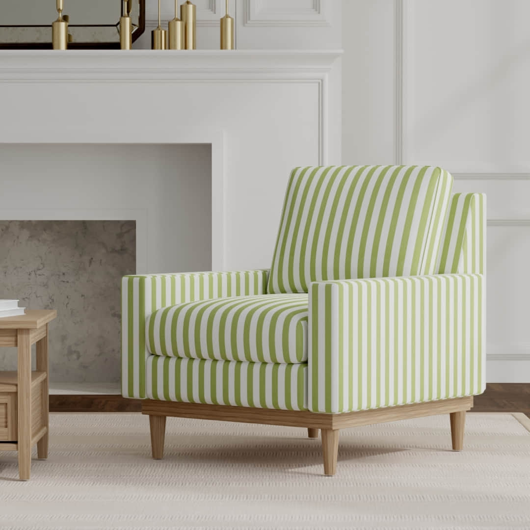 Enchant Lime upholstered on a mid century modern chair