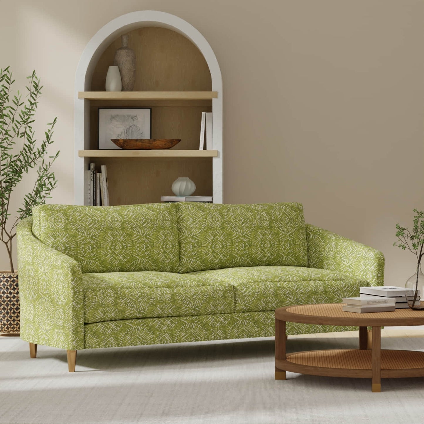 Ensley Lime upholstered on a couch