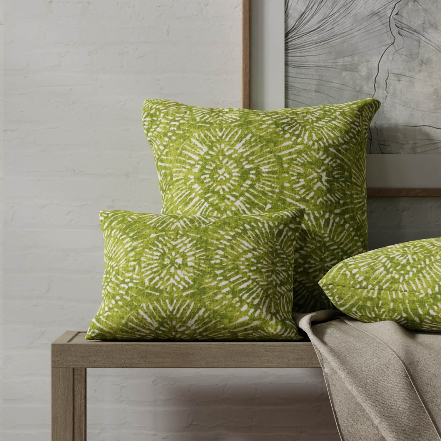 Ensley Lime made up on pillows