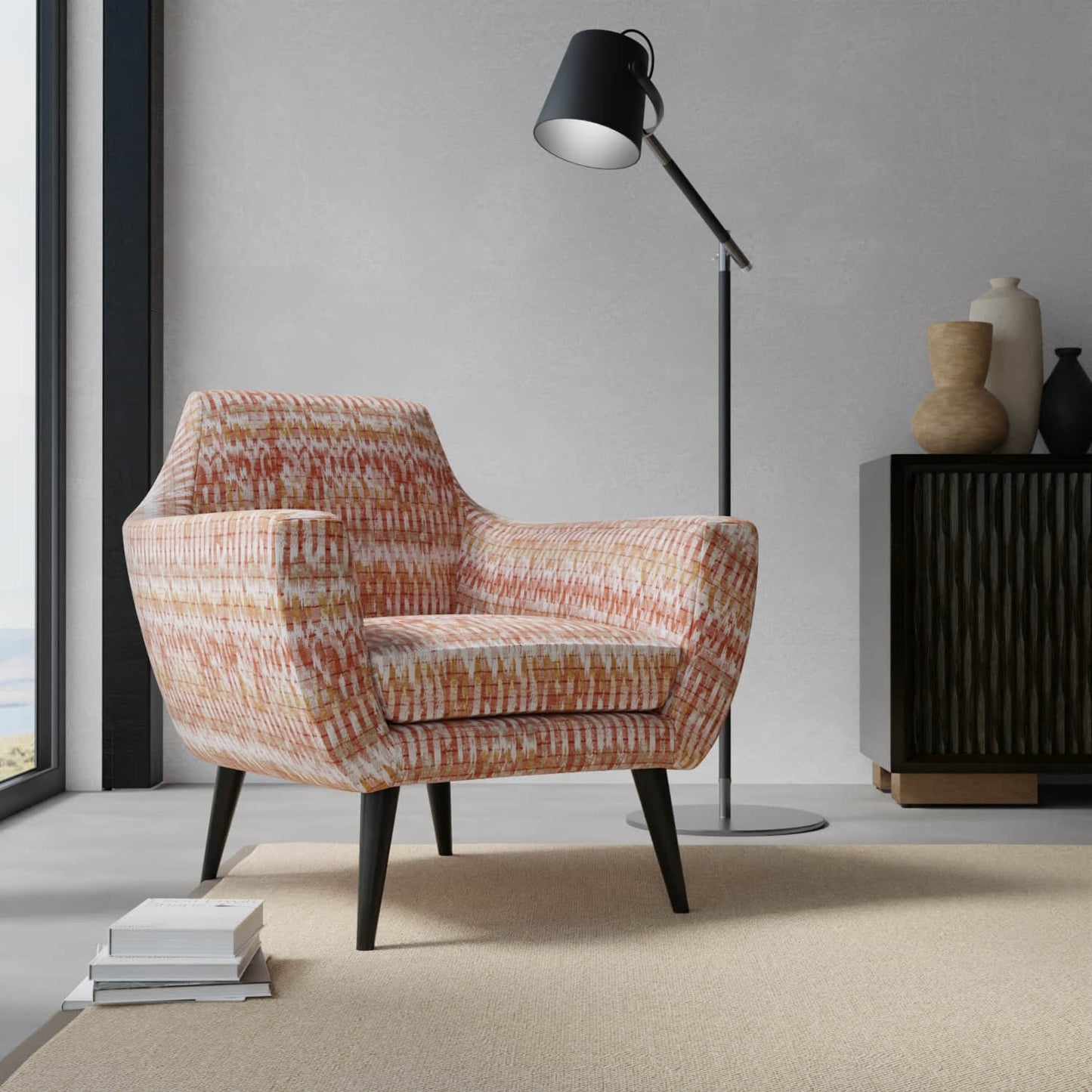 Ernest Cinnamon upholstered on a contemporary chair