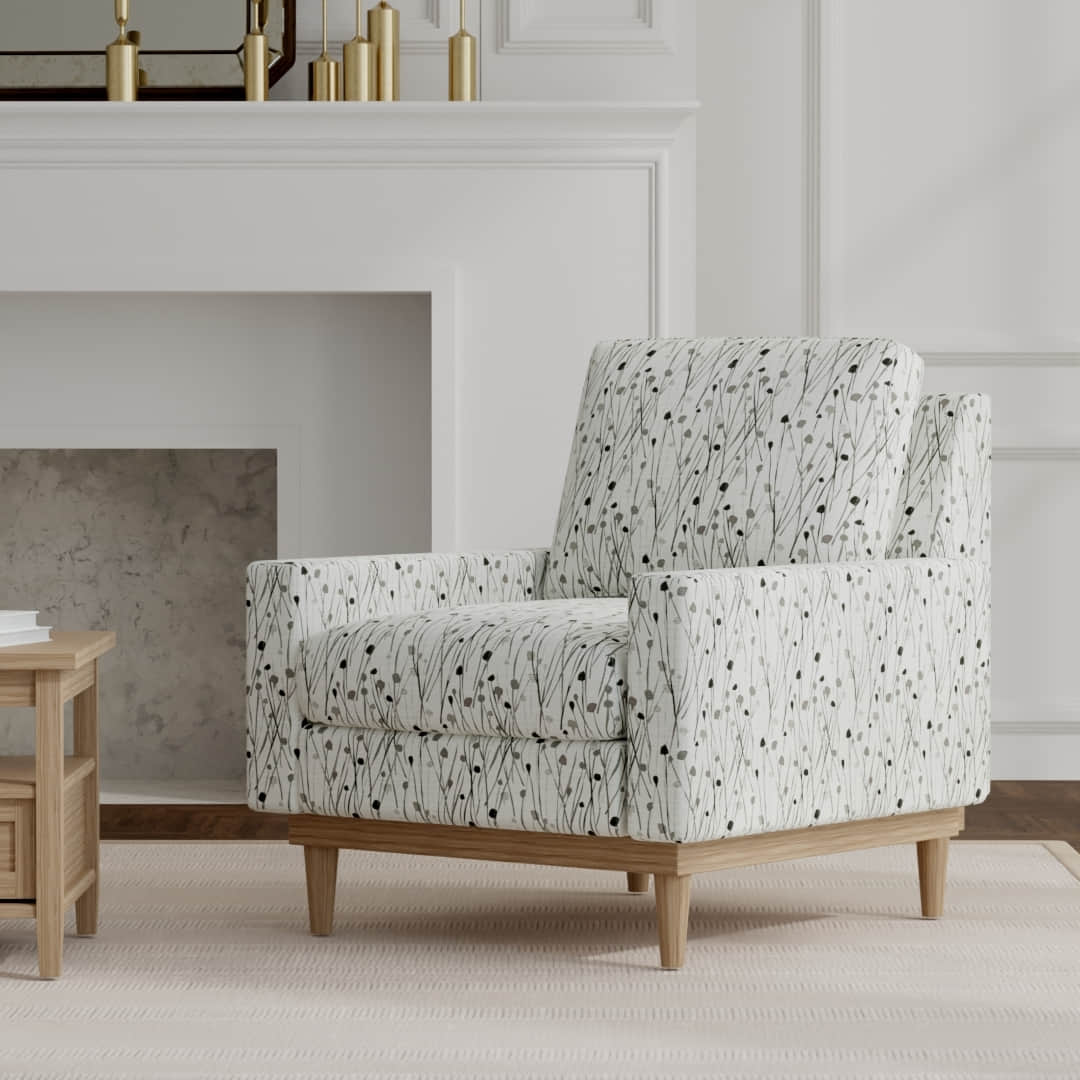 Eureka Granite upholstered on a mid century modern chair