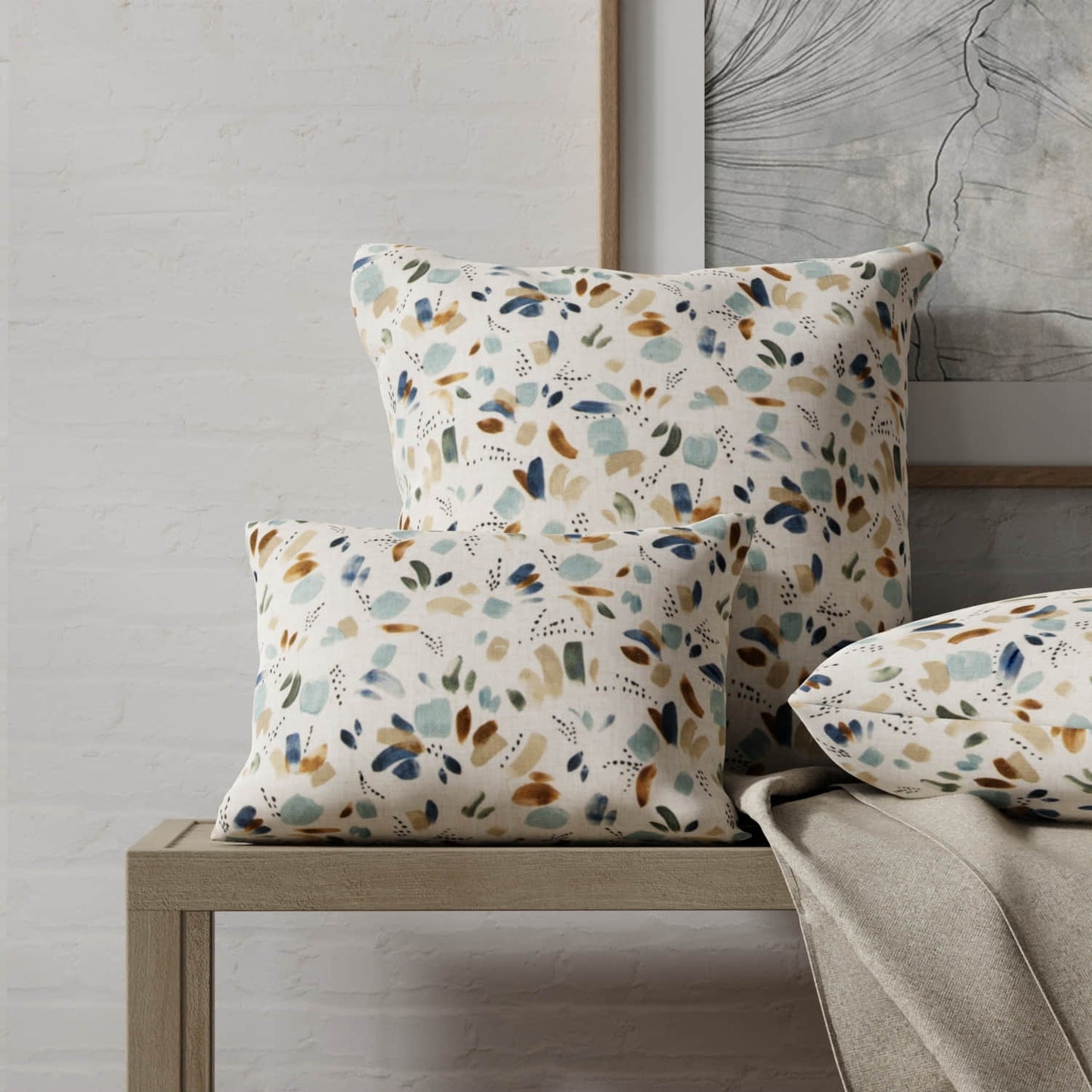 Ezra Mineral made up on pillows