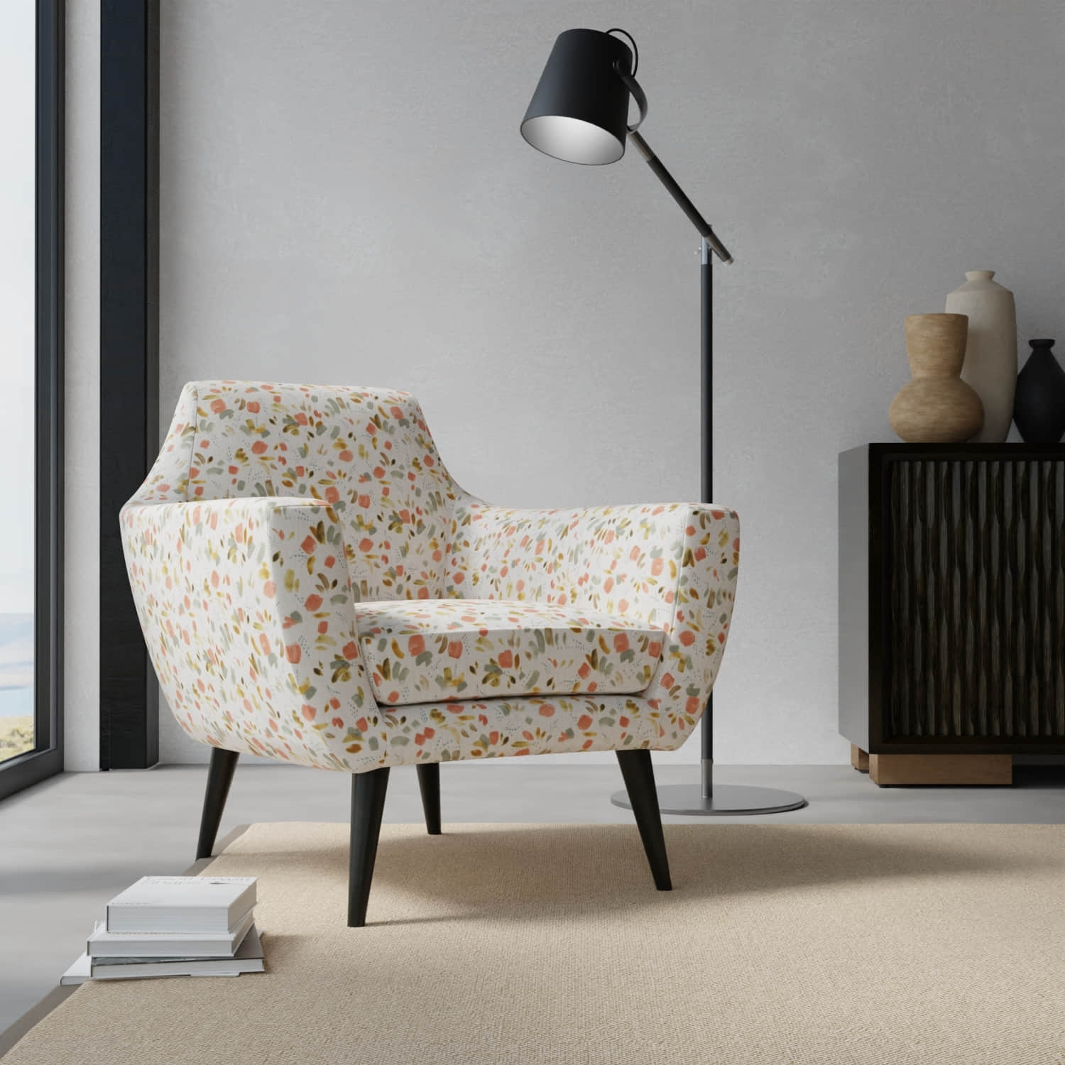 Ezra Petal upholstered on a contemporary chair