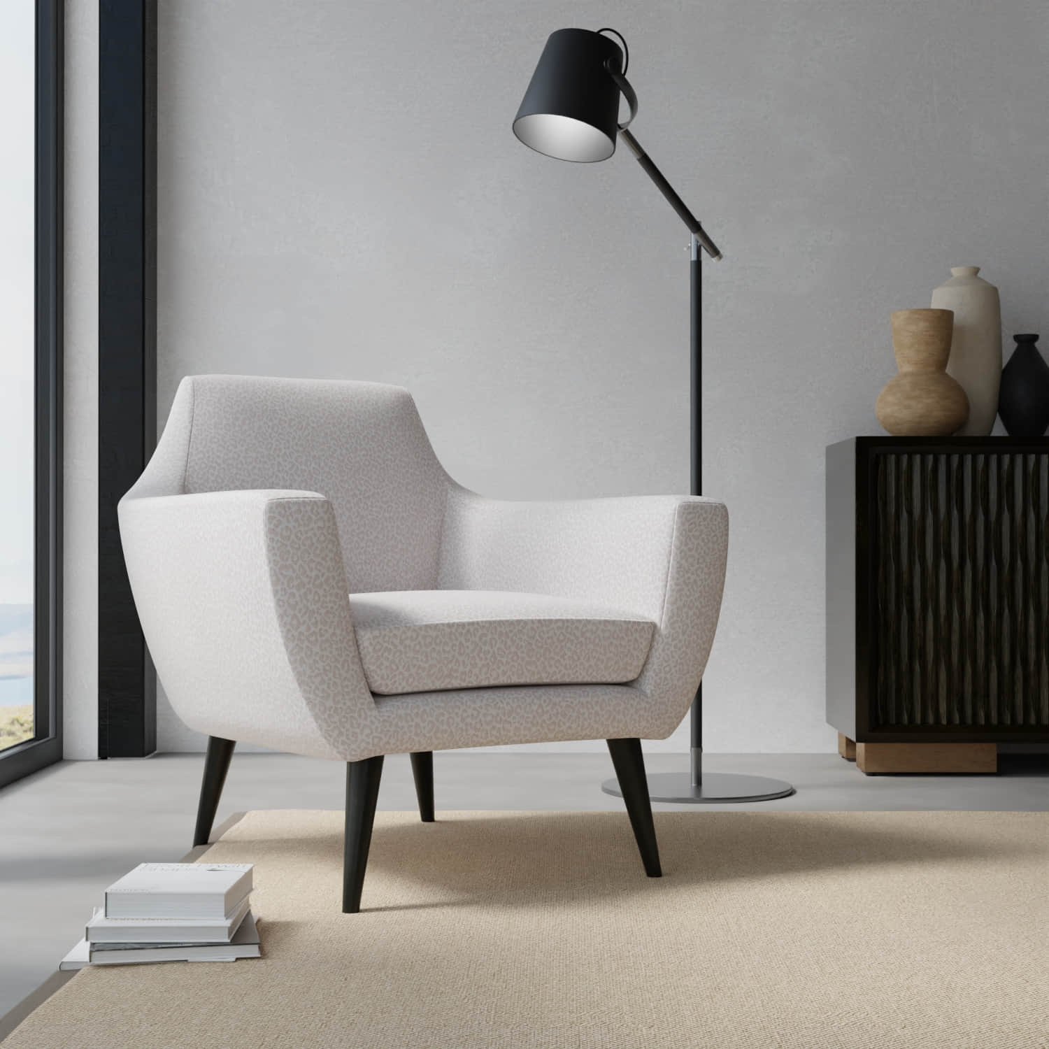 Fulton Taupe upholstered on a contemporary chair