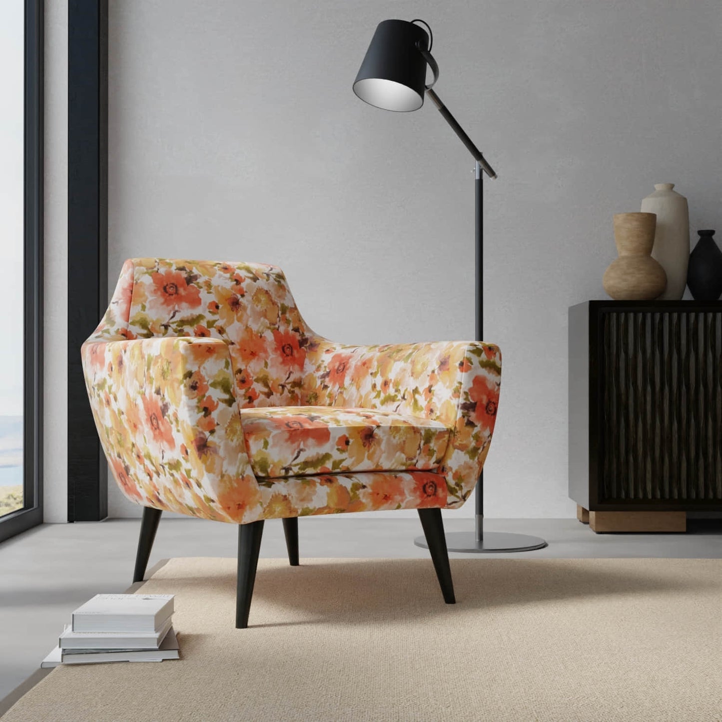 Gafton Spice upholstered on a contemporary chair