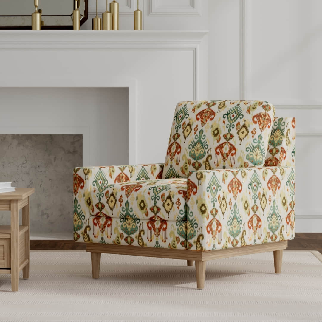 Gilbert Fiesta upholstered on a mid century modern chair