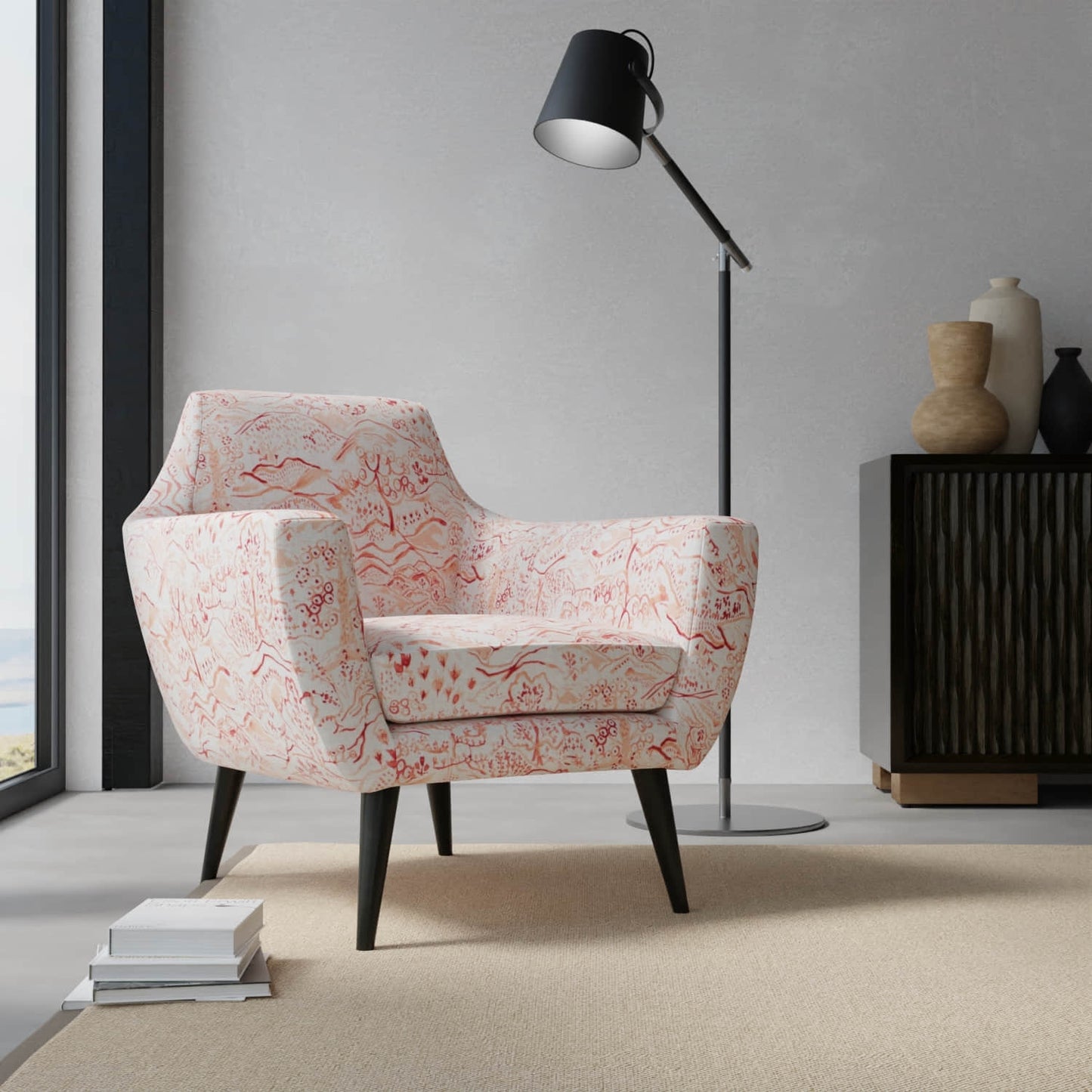 Grace Peach upholstered on a contemporary chair